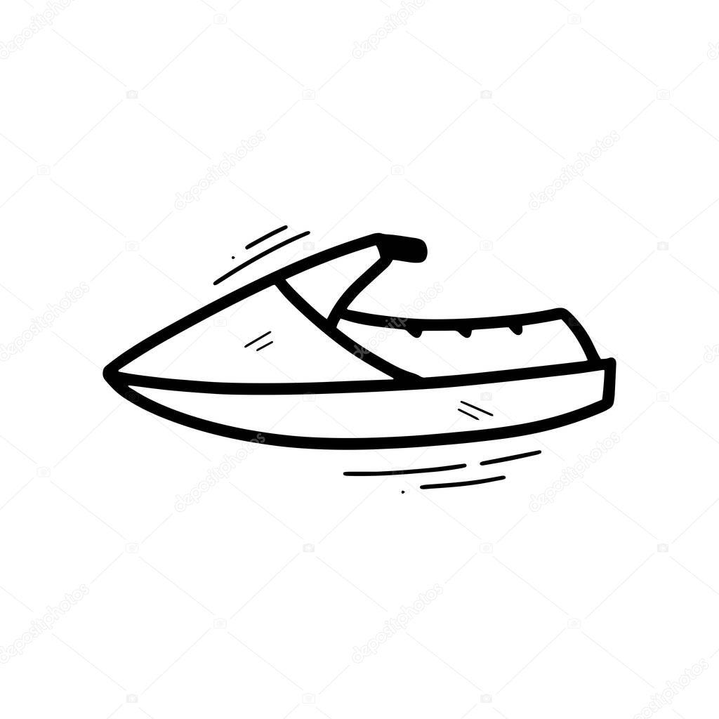 Hand Drawn Jet Ski Illustration. Doodle Vector. Isolated on White Background - EPS 10 Vector