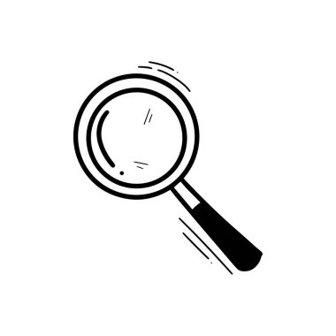 El Çizimi Büyüteç Çizimi. Doodle Vektörü. Beyaz Arkaplanda İzole EPS 10 Vektörü