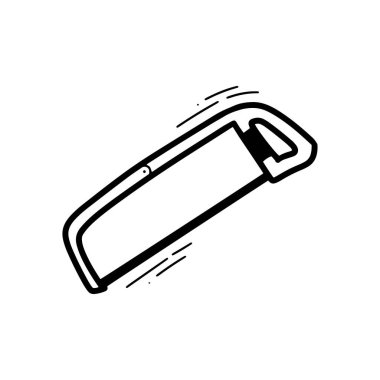 El Yazması Metal Testere Çizimi. Doodle Vektörü. Beyaz Arkaplanda İzole EPS 10 Vektörü