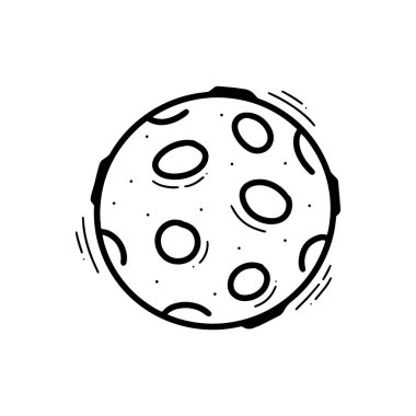 El Çizimi Ay İllüstrasyonu. Doodle Vektörü. Beyaz Arkaplanda İzole EPS 10 Vektörü