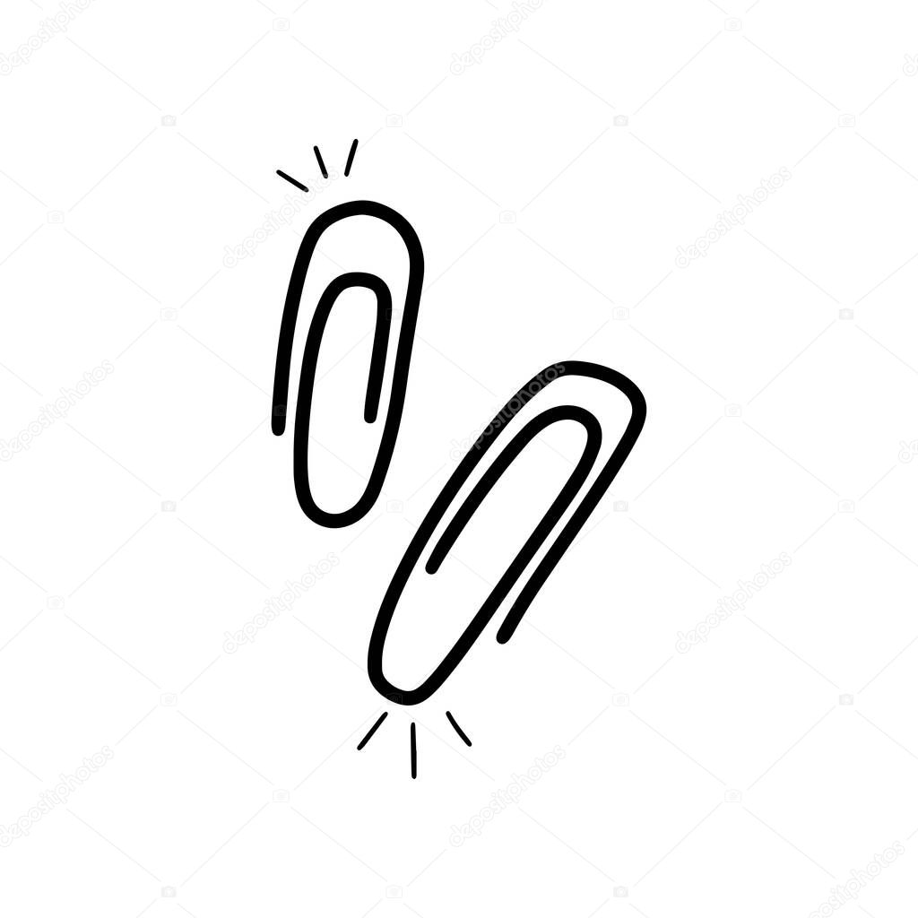 Hand Drawn Paper Clip Illustration. Doodle Vector. Isolated on White Background - EPS 10 Vector