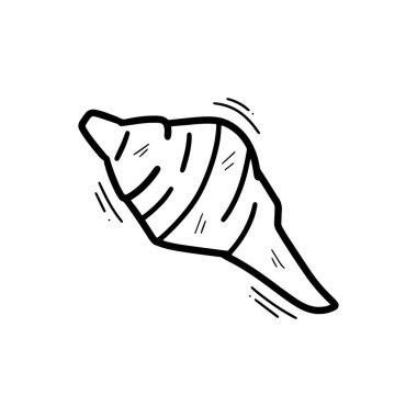 El yapımı Deniz Kabuğu Çizimi. Doodle Vektörü. Beyaz Arkaplanda İzole EPS 10 Vektörü