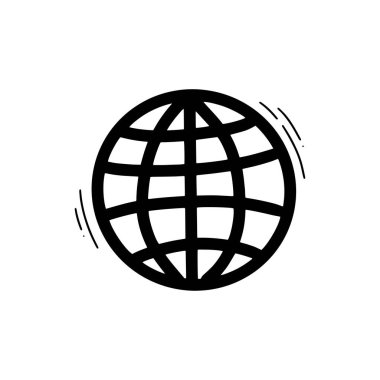 El Çizimi Dünya Web Simgesi Çizimi. Doodle Vektörü. Beyaz Arkaplanda İzole EPS 10 Vektörü
