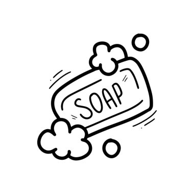 El yapımı sabun tasviri. Doodle Vektörü. Beyaz Arkaplanda İzole EPS 10 Vektörü