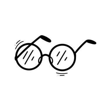 El Çizimi Güneş Gözlüğü Çizimi. Doodle Vektörü. Beyaz Arkaplanda İzole EPS 10 Vektörü