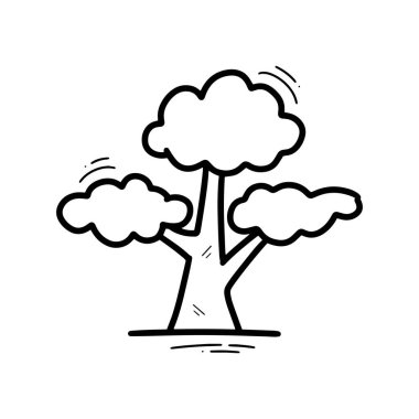 El Çizimi Ağacı Çizimi. Doodle Vektörü. Beyaz Arkaplanda İzole EPS 10 Vektörü