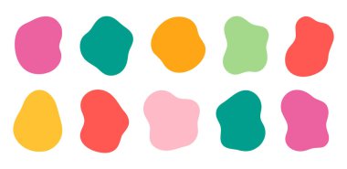 Abstract colorful blob shape set. Modern fluid organic elements collection for design and background