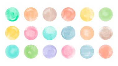 Watercolor pastel circle set on white background. Colorful round abstract shape for design, branding, and modern minimal art projects