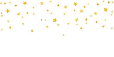 Falling shiny gold stars isolated on transparent background. Christmas golden sparkling festive confetti