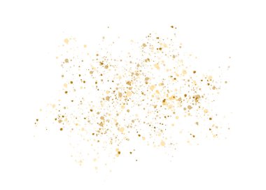 Altın parıltısı, parlak altın parçacıkların dağılması, parlak konfeti süslemesi.