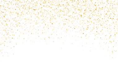 Altın konfeti arka planı. Şatafatlı altın parıltılı çerçeve, kutlama için ışıltılı sınır, düğün, parti ve zarif tasarım