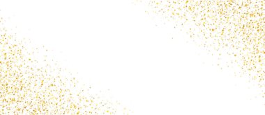 Altın parıltılı çerçeve, altın konfetili arka plan şablonu, kutlama için ışıltılı sınır, parti ve zarif tasarım