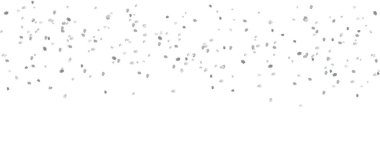 Düşen gümüş konfeti simleri şeffaf arka planda izole edilmiş, şenlikli soyut doku