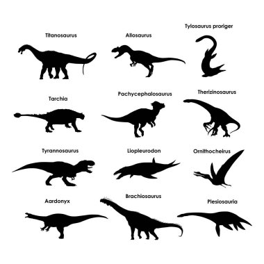 Dinozor siluetleri kümesi