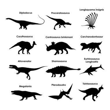 Dinozor siluetleri kümesi