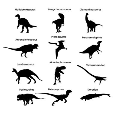 Dinozor siluetleri kümesi