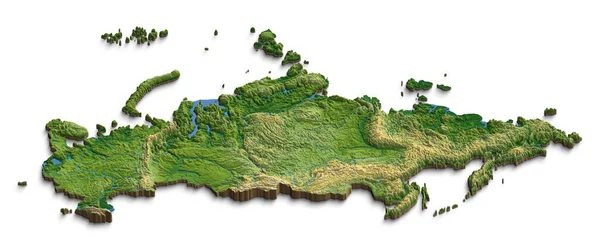 Rusya 'nın 3 boyutlu fiziksel haritası.