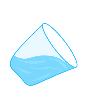 Düz dizayn. El, bardakta suyun resmini çizmiş. 