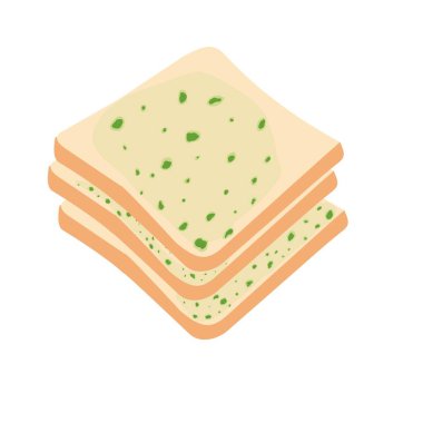 Küflü ekmek vektör çizimi. Düz dizayn. Küflü ekmek çizimi. Çürük ekmek çizimi. Sağlıksız yemek çizimi. Tarihi geçmiş ekmek illüstrasyonu. Ekmek illüstrasyonu