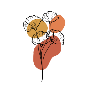 Çiçek hattı sanatı. Minimalist çiçek çizimi. Soyut şekilli çiçek çizgisi sanatı