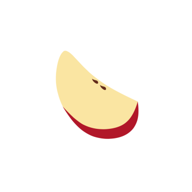 Kırmızı bir elmanın tasviri. Dilimlenmiş elma tasviri. Düz dizayn. Çizgi film tarzında kırmızı bir elma tasviri