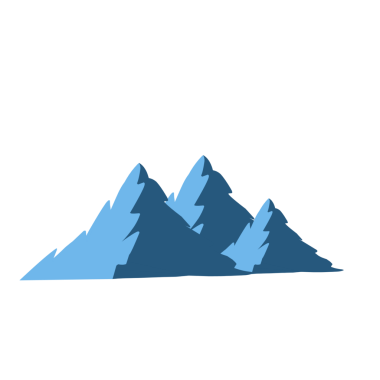 Kar dağı tasviri. Kar dağının düz tasarım çizimi. Çizgi film tarzında bir kar dağı tasviri