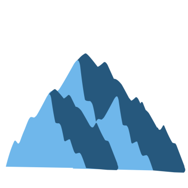 Kar dağı tasviri. Kar dağının düz tasarım çizimi. Çizgi film tarzında bir kar dağı tasviri