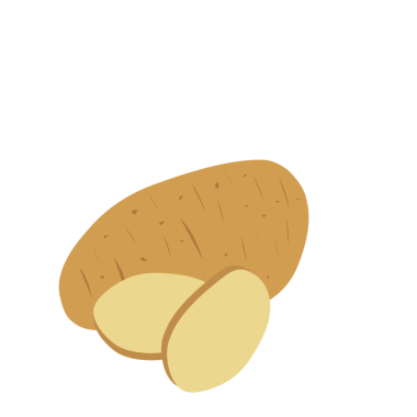 Düz dizayn Patates Çizimi. Patates illüstrasyonu. Patates çizimi çizgi film tasarımı. Patates dilimleri. 