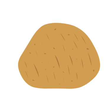 Düz dizayn Patates Çizimi. Patates illüstrasyonu. Patates çizimi çizgi film tasarımı. Patates dilimleri. 