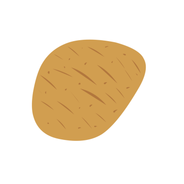 Düz dizayn Patates Çizimi. Patates illüstrasyonu. Patates çizimi çizgi film tasarımı. Patates dilimleri. 