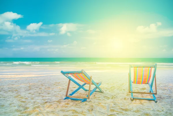 Two Beach Chairs on the beach, — Stock Photo, Image