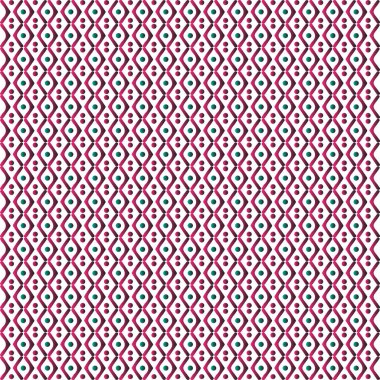 Modern tekstil baskıları profesyonel markalaşma ve zarif dijital duvar kağıtları için ideal beyaz arkaplan üzerinde kestane rengi, dalgalı elmas hatları ve gök mavisi nokta aksanları içeren kusursuz geometrik desen.