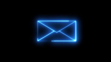 Mavi e-posta sembolü neon parıltısı canlandırması