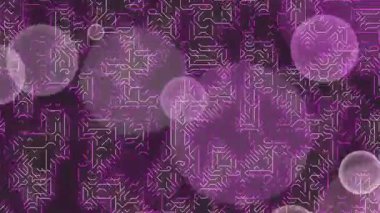 Parlak küreleri ile mor devre arkaplanı