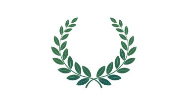 Zafer ve başarının basit yeşil defne çelengi ödüller ve tanınma tasarımı için beyaz bir arkaplan üzerine kuruludur..