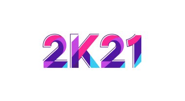 Modern ve dinamik bir yeni yılı temsil etmek için canlı renkler ve geometrik örtüşen şekiller kullanarak 21 yılın yaratıcı tipografisi.