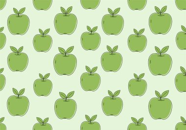 Çırpılmış yeşil elma aromalı, dikişsiz desen ana hatlar ve yeşil yapraklar açık yeşil arka planda tekrarlanıyor..
