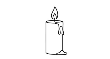 Tek bir alev ve balmumuyla yanan basit mum hafif barış ve ritüel kavramları için aşağıya damlıyor..