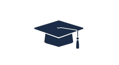 Akademik başarıyı ve üniversite diploma törenlerini temsil eden püsküllü koyu mavi mezuniyet şapkası..