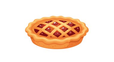 Altın kafes kabuğu ve koyu kırmızı böğürtlen dolgulu geleneksel meyve turtası beyaz arka planda yan açıyla gösterilir..