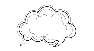 Üç küçük daireli kabarık düşünce baloncuğunun el çizimi yaratıcı fikirler için büyük bir bulut şekline götürüyor..