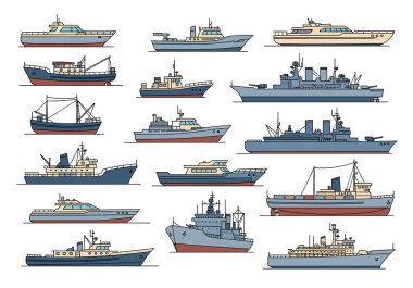 Balıkçı gemilerinden askeri savaş gemilerine ve konteyner gemilerine kadar çeşitli gemi ve tekne türlerinin geniş bir koleksiyonu var..