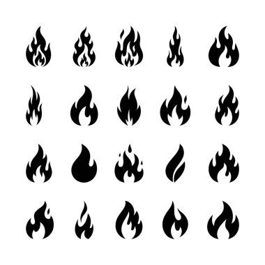 Ateş Alevi Simgeleri Logo ve İllüstrasyon için Ayarlandı 
