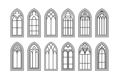 Gotik Pencere Vektörü Çizim Tasarımı 