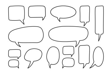 El Yazması Konuşma Kabarcığı Vektör Simgesi Koleksiyonu 