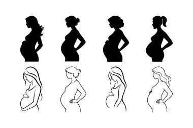 Hamile Kadın 'ın Hamile Silueti Vektörü  