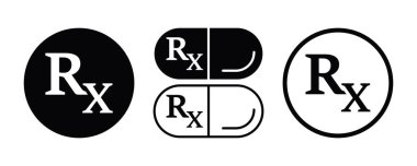 Tıbbi Reçete RX Simgeleri Vektör Ayarları 