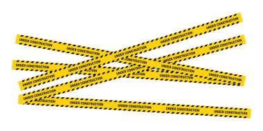 Yapım Altında Sarı Uyarı Teybi Vektör İmzalama İllüstrasyonu 