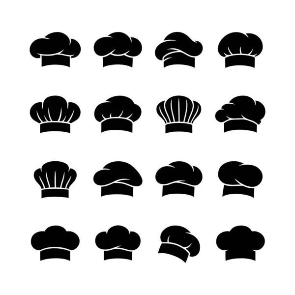 Şef Şapka Siluet Koleksiyon Vektörü Simgeleri