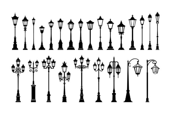 Классические силуэты уличных фонарей 